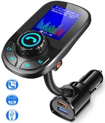 Bovon Transmetteur FM Bluetooth, QC3.0 Chargeur Allume Cigare Bluetooth Adaptateur Radio avec Appel Main Libre et 1.8 Écran LCD