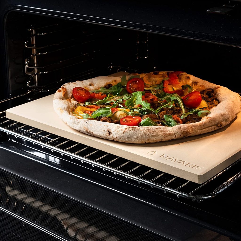 Navaris Pierre à Pizza Rectangulaire XL 38x30cm Avec Pelle - Kit Complet Pour Four, Barbecue Et Grill