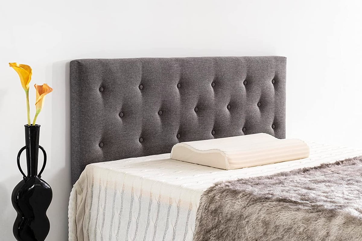 Tête De Lit Rembourrée MIRENN 140 Cm IDIMEX - Tissu Polyester Noir, Pieds En Plastique, Hauteur 69 Cm